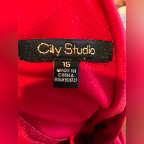 Jr City Studio 1 Shoulder Fit-and-flare Mini Silky Soft Red Dress pockets Sz 15 - Picture 7 of 12